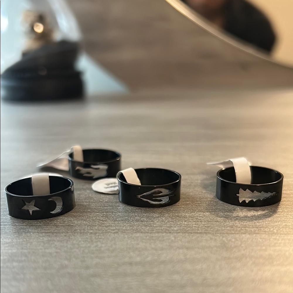 Black Stainless Steel Rings Set